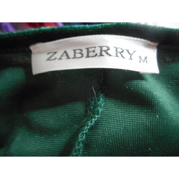 Women’s Zaberry Ruched Velvet Wrapped Long Green Party Dress Sz M Pull On - Picture 4 of 6